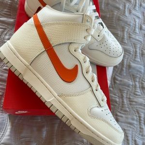 DV6986 100 NIKE DUNK HIGH 9.5 Women, 8 Men White Orange, NIB